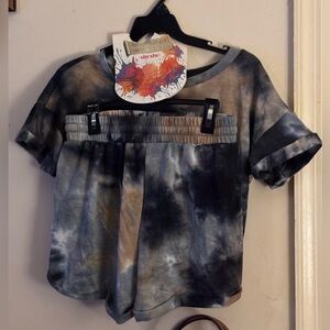 Tie-Dye Women's Top and Shorts Set